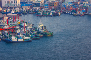 Port, ships off the coast.