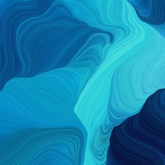 square graphic illustration with dark cyan, strong blue and very dark blue colors. abstract fractal swirl motion waves. can be used as wallpaper, background graphic or texture