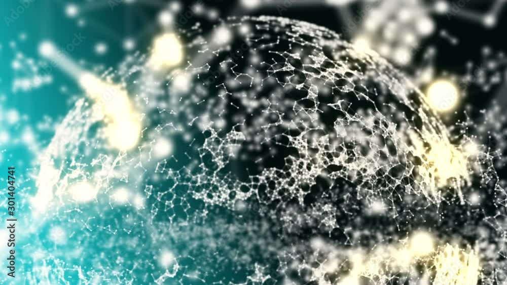 Poster Plexus fantasy abstract technology and engineering background with original organic motion. Plexus style. Depth of field settings. 3D rendering