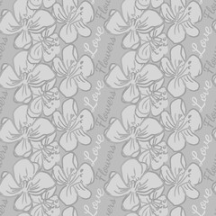 halftone beautiful graphic hand drawn flowers seamless pattern, blooming bud and leaf repeatable tile for textile or wrapping paper,  vector wallpaper