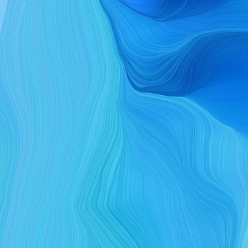 square graphic illustration with medium turquoise, strong blue and dodger blue colors. abstract design swirl waves. can be used as wallpaper, background graphic or texture © Eigens