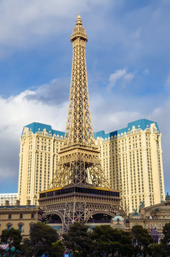 Las Vegas, USA - May 7, 2014: Paris hotel Eiffel towern during day in Nevada