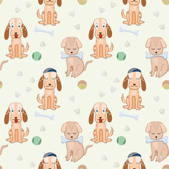 Cute dog seamless pattern.