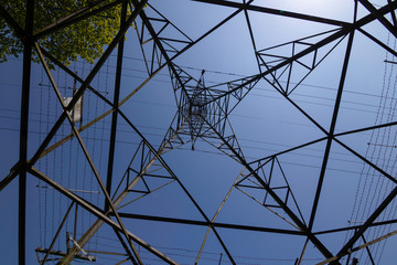 View from underneath an Electricity Pylon.