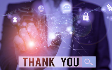 Word writing text Thank You. Business photo showcasing a polite expression used when acknowledging...