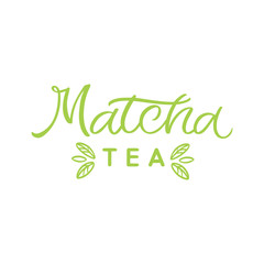 Hand drawn lettering logo. The inscription: Matcha tea. Perfect design for greeting cards, posters, T-shirts, banners, print invitations.