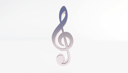 Naklejka premium 3d rendering of silver music note Isolated on white background.