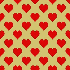 seamless pattern. red heart on beige background