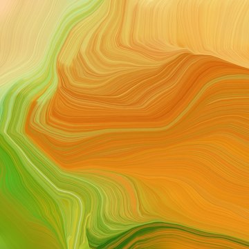 square graphic illustration with golden rod, khaki and dark green colors. abstract colorful swirl motion. can be used as wallpaper, background graphic or texture © Eigens