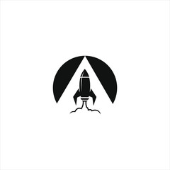Rocket logo with the initials A concept