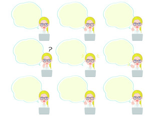 医師・研究者と吹き出しのイラストセット