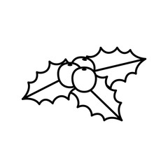 leafs with seeds decoration christmas line style icon vector illustration design