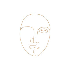 Continuous line, drawing of beauty woman face, fashion concept, woman beauty minimalist, vector illustration for t-shirt, slogan design print graphics style. One line fashion illustration