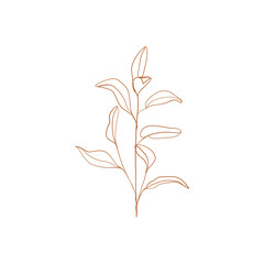 Branch of tea plant vector illustration. Scratch board style imitation. Hand drawn image. vector silhouette of the plant of the cowberry on white background
