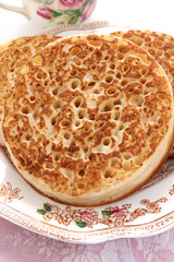 Toasted English crumpets