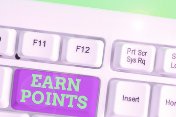Text sign showing Earn Points. Business photo showcasing to get praise or approval for something...