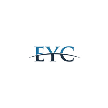 Initial letter EYC, overlapping movement swoosh horizon logo company design inspiration in blue and gray color vector