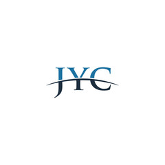 Initial letter JYC, overlapping movement swoosh horizon logo company design inspiration in blue and gray color vector