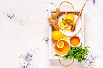 Green tea with lemon and honey.
