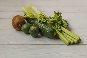 The process of making a vitamin smoothie from fruits and vegetables. Proper and wholesome nutrition. Diet.