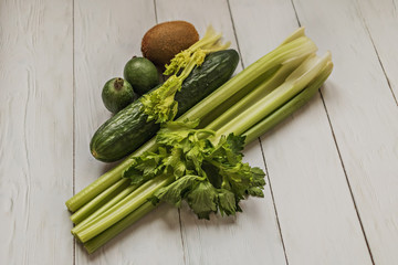 The process of making a vitamin smoothie from fruits and vegetables. Proper and wholesome nutrition. Diet.