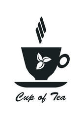 Cup of tea icon. Black and white isolated vector illustration.