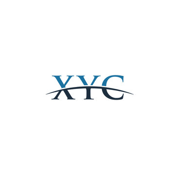 Initial letter XYC, overlapping movement swoosh horizon logo company design inspiration in blue and gray color vector