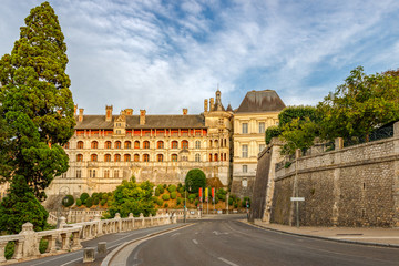 Fototapeta premium The road to the castle in Blois, France, Loire Valley. Copy space.