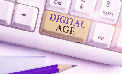 Conceptual hand writing showing Digital Age. Concept meaning introduction of the demonstratingal...