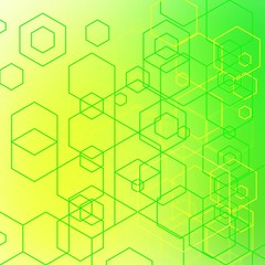 Vector background with green and yellow hexagons. Can be used in cover design, book design, website background. Vector illustration. eps 10