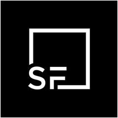 Letter SF Logo design with square frame line art. business consulting concept. studio,room,group icon. Suitable for business, consulting group company. - vector