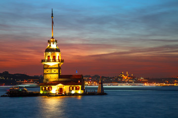 Maiden's Tower taken with long exposure at sunset