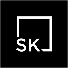 Letter SK Logo design with square frame line art. business consulting concept. studio,room,group icon. Suitable for business, consulting group company. - vector