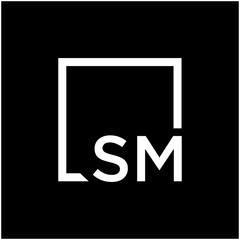 Letter SM Logo design with square frame line art. business consulting concept. studio,room,group icon. Suitable for business, consulting group company. - vector