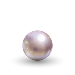 Beautiful 3D Pearl on White Background and Smooth Shadow - 3D Vector Illustration. eps 10
