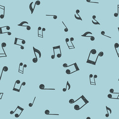 Musical notes doodles seamless pattern. Music symbols texture.