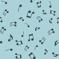 Musical notes doodles seamless pattern. Music symbols texture.
