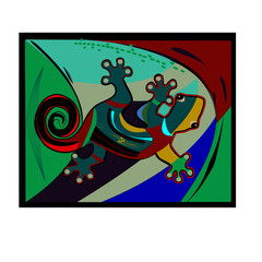 Colorful background, expressionism  art style,abstract lizard