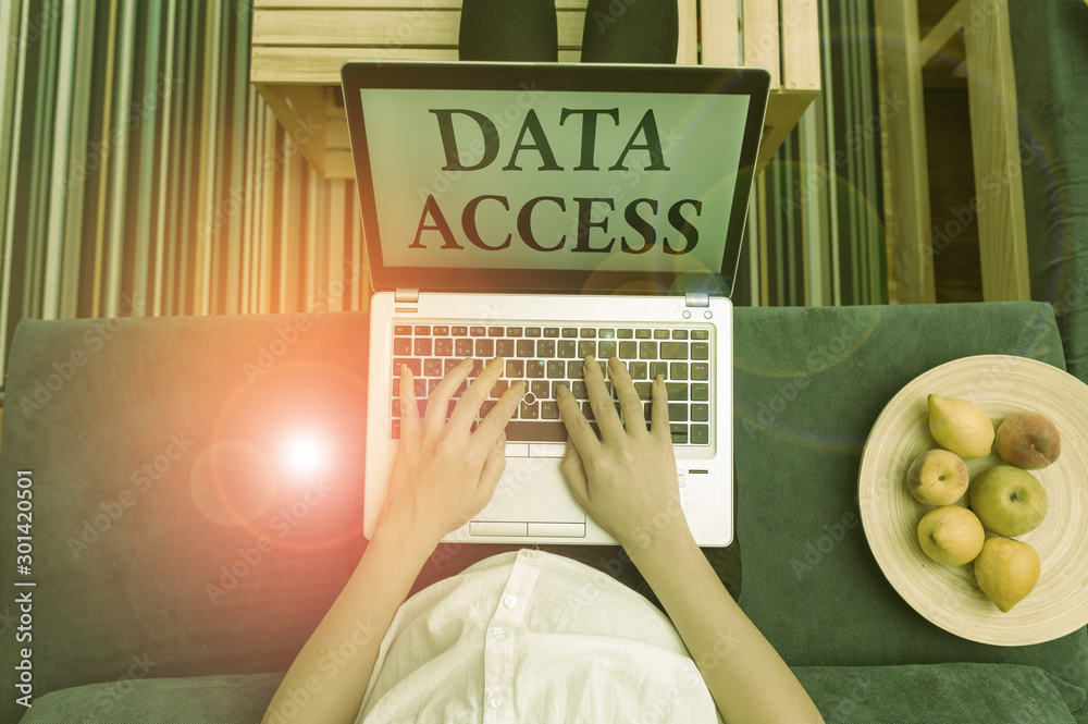 Poster word writing text data access. business photo showcasing a user s is ability to access data stored w