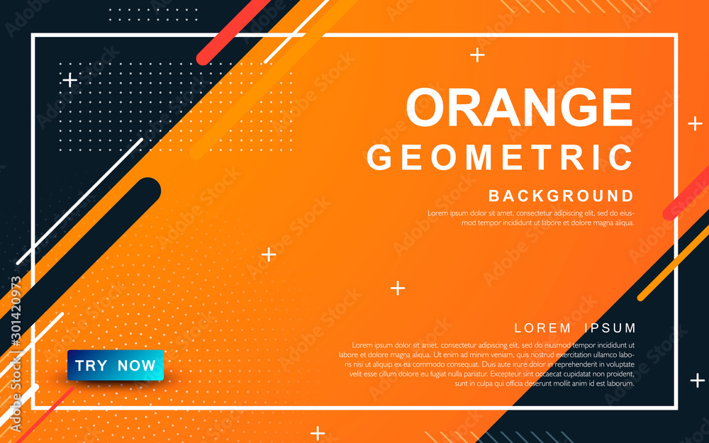 Sticker abstract orange background. geometric element design with dots decoration.