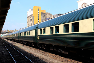 The train is waiting for the passengers at the train station
