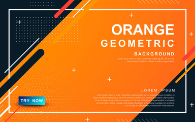 Abstract orange background. Geometric element design with dots decoration.