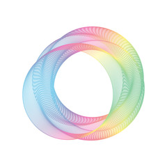 Abstract color brochure, banner, cover, frame design element. Multicolored wavy lines of smoke in a circle. eps 10