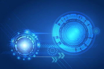 Vector Abstract futuristic circuit board. Global Network, computer technology dark blue color background , technology concept. Vector illustration