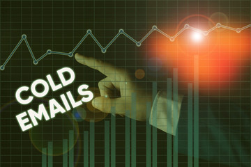 Writing note showing Cold Emails. Business concept for unsolicited email sent to a receiver without prior contact