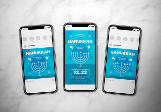 Hanukkah Event Social Media Layout Set