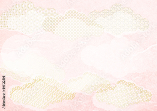 桜色和紙和柄パターンテクスチャ背景素材 Wall Mural Rrice