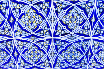blue ornament on ceramic tile