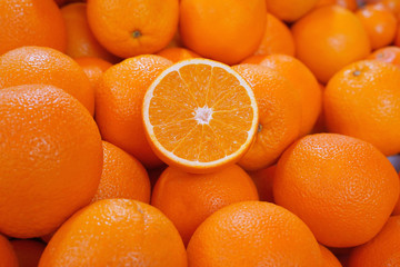 fresh oranges on white background
