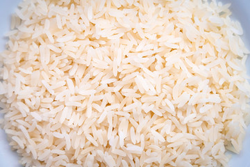Parboiled rice cooked. Close up shot. Top view.